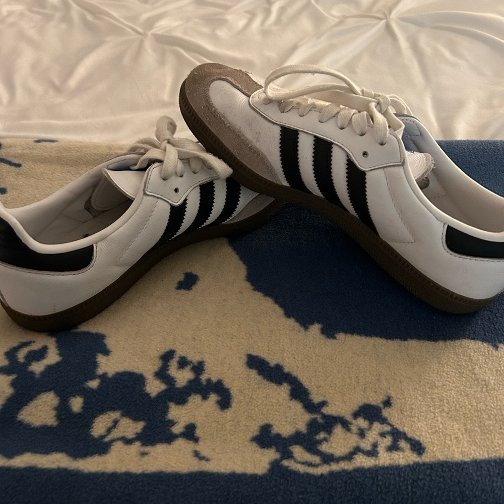 White and Black Striped Sneakers